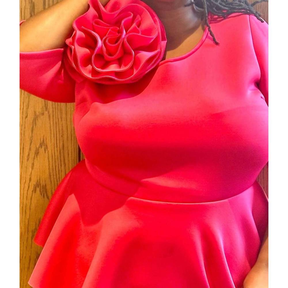 NEW J2 FASHION erika flower peplum blouse in red